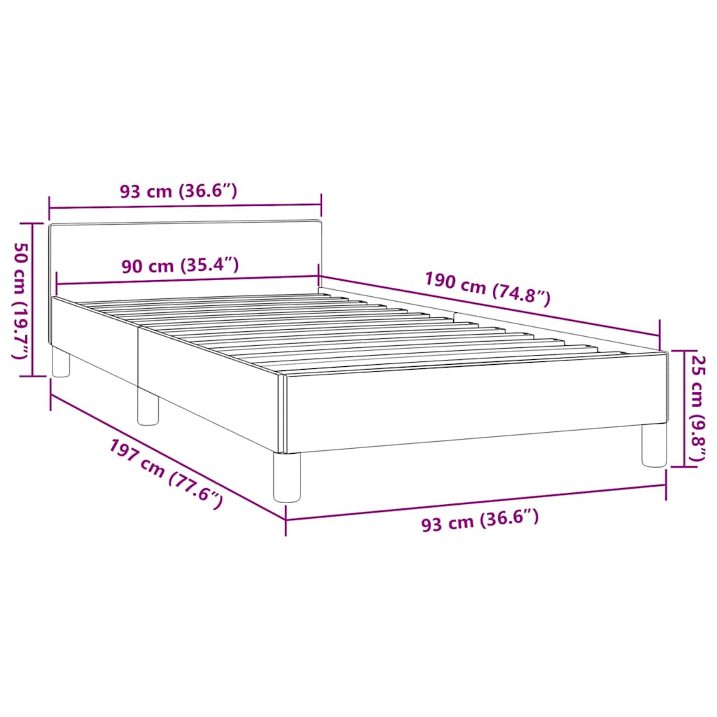 Bettgestell ohne Matratze Dunkelbraun 90x190 cm Stoff