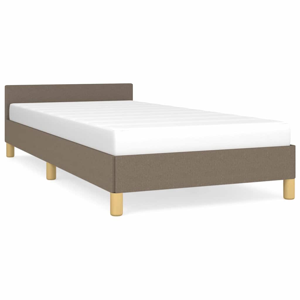 Bettgestell mit Kopfteil ohne Matratze Taupe 90x200 cm Stoff
