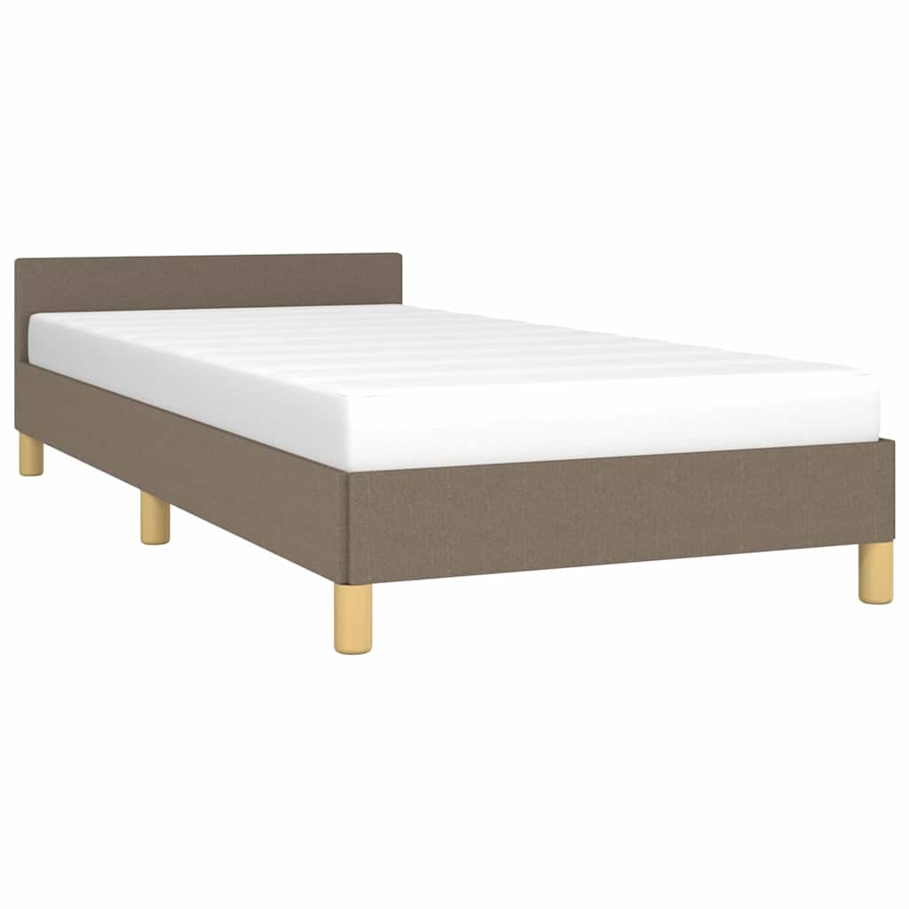 Bettgestell mit Kopfteil ohne Matratze Taupe 90x200 cm Stoff