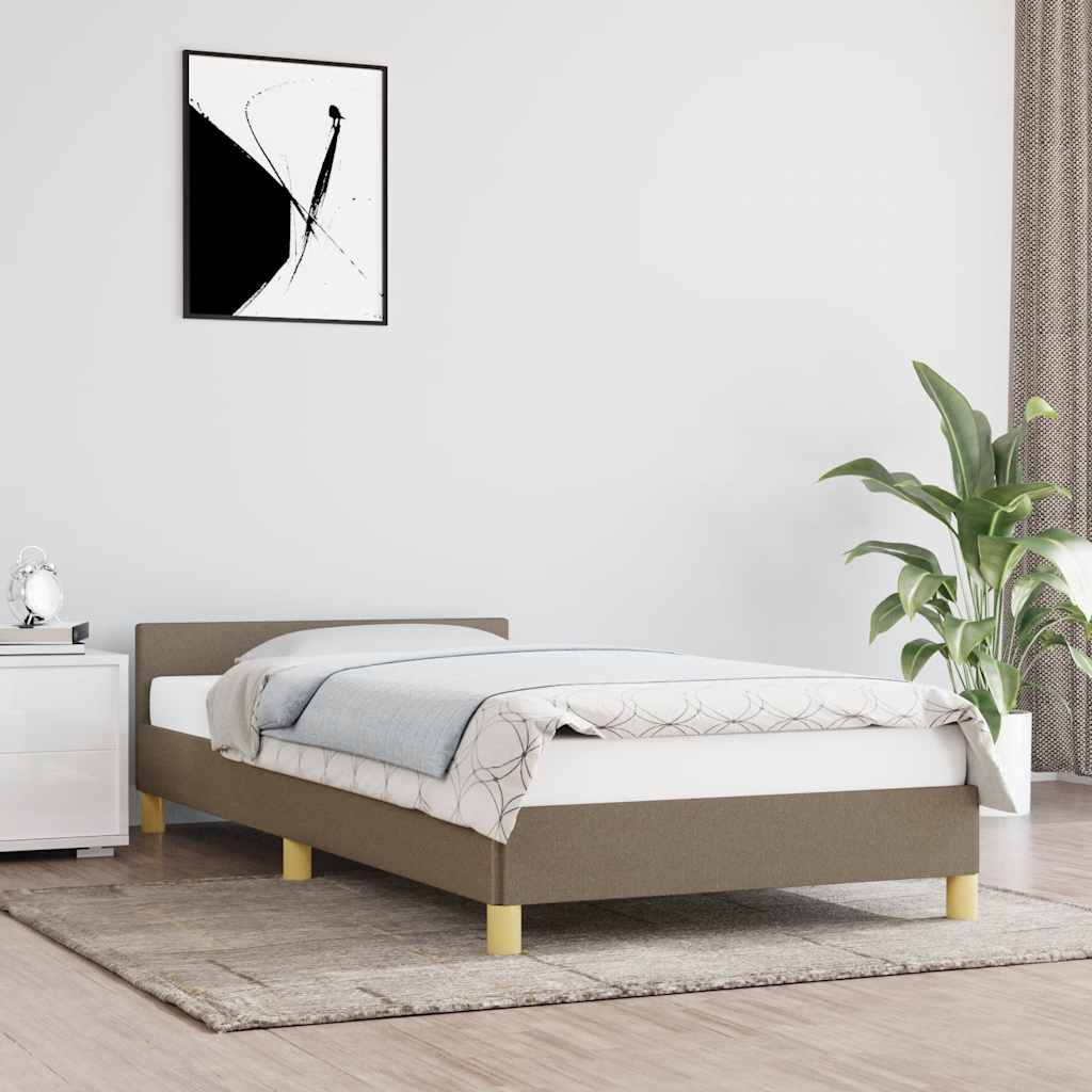 Bettgestell mit Kopfteil ohne Matratze Taupe 90x200 cm Stoff