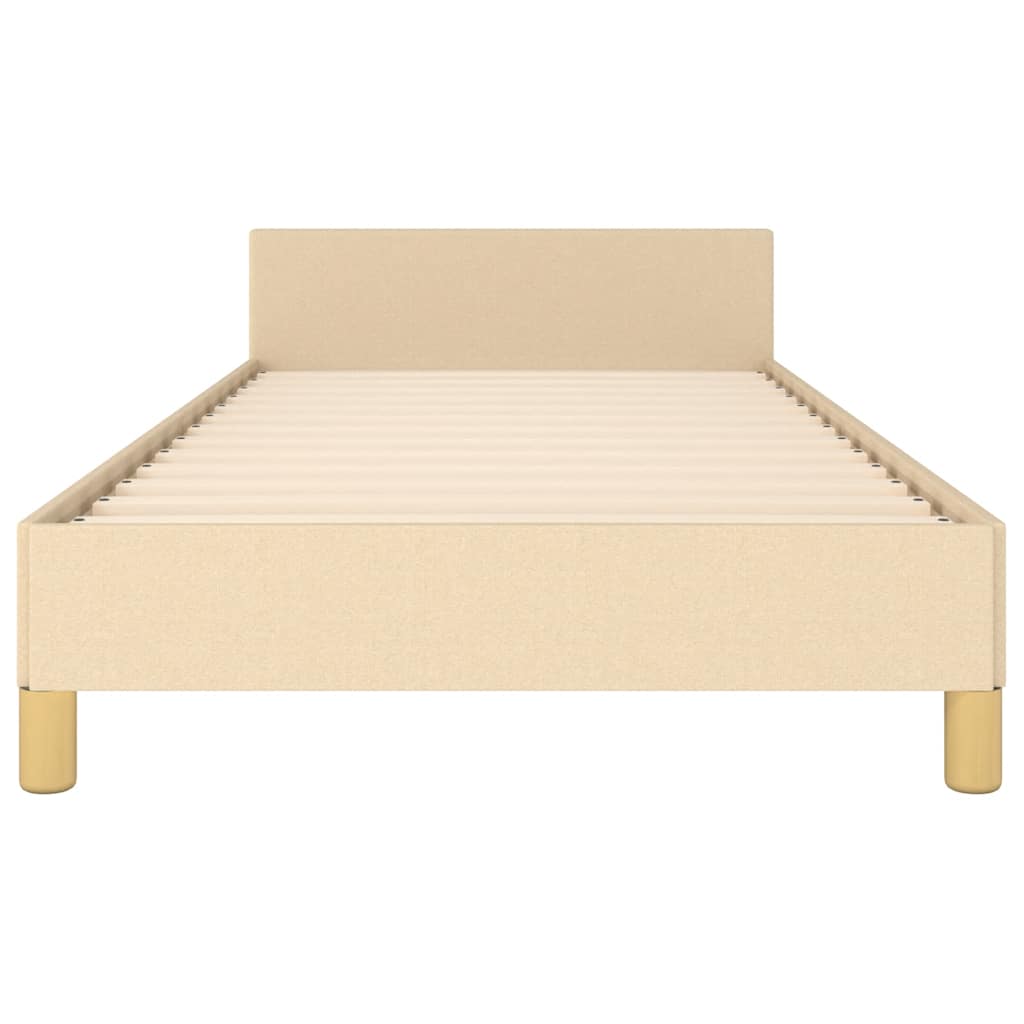 Bettgestell mit Kopfteil ohne Matratze Creme 90x200 cm Stoff