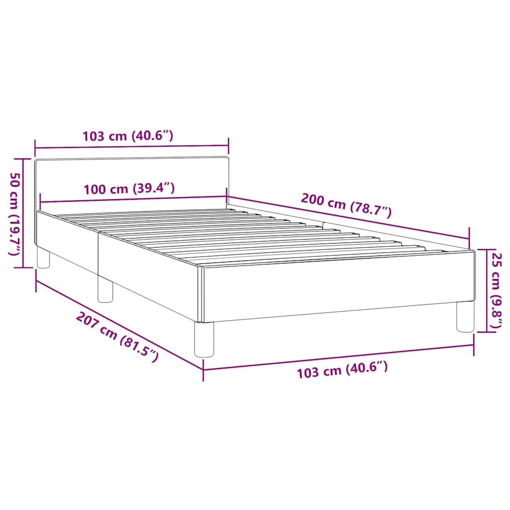 Bettgestell ohne Matratze Hellgrau 100x200 cm Stoff