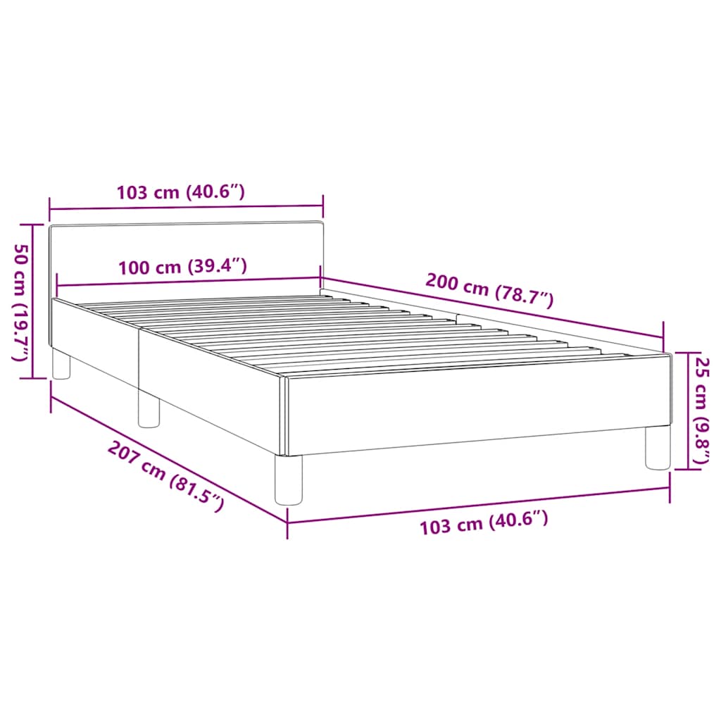 Bettgestell ohne Matratze Schwarz 100x200 cm Stoff
