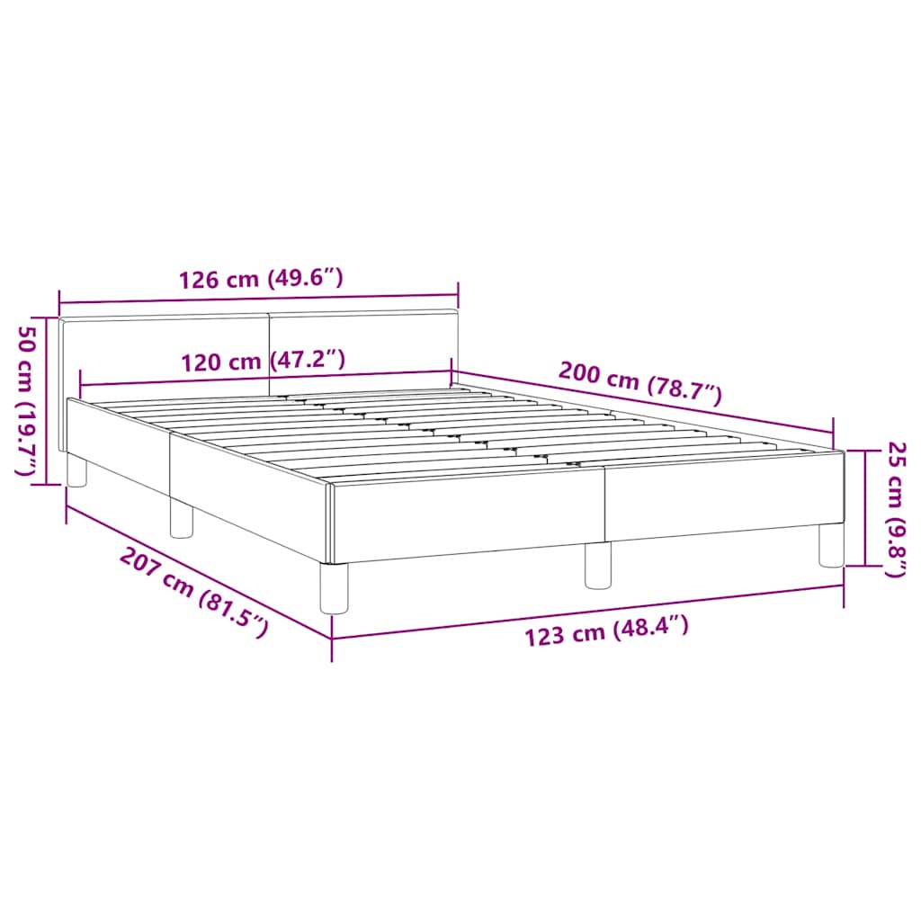 Bettgestell ohne Matratze Creme 120x200 cm Stoff