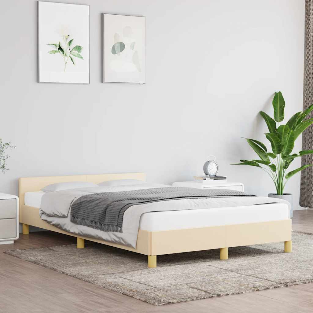 Bettgestell ohne Matratze Creme 120x200 cm Stoff
