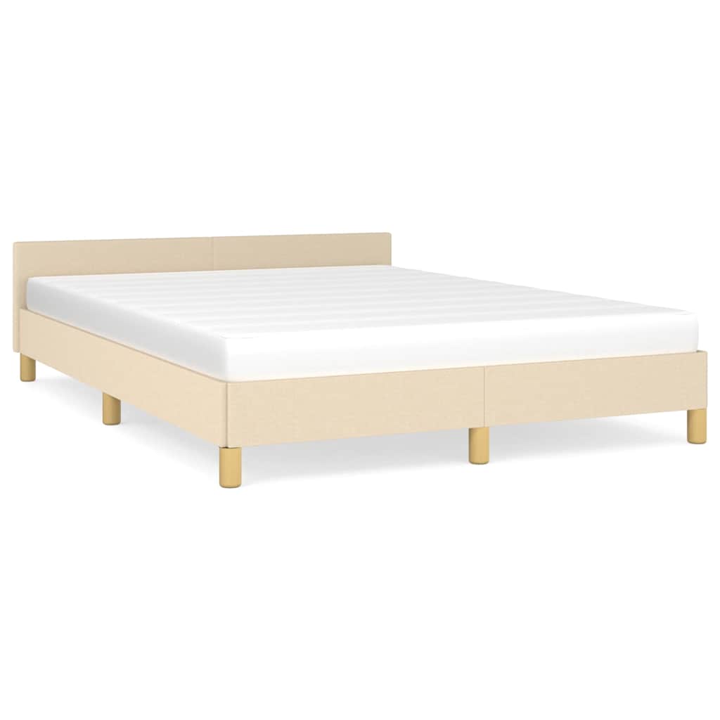 Bettgestell ohne Matratze Creme 140x190 cm Stoff