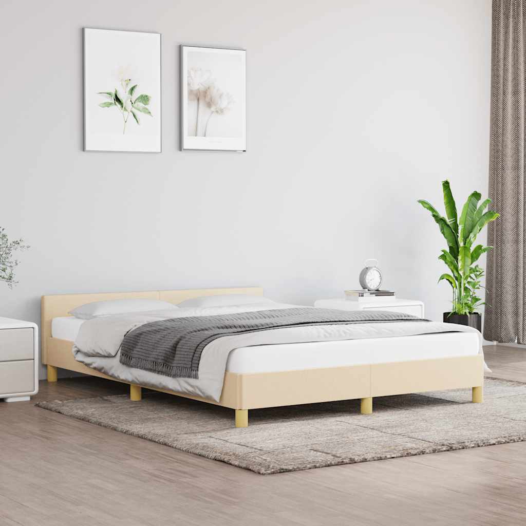 Bettgestell ohne Matratze Creme 140x190 cm Stoff