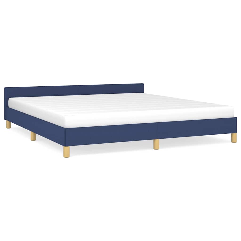Bettgestell mit Kopfteil ohne Matratze Blau 160x200 cm Stoff