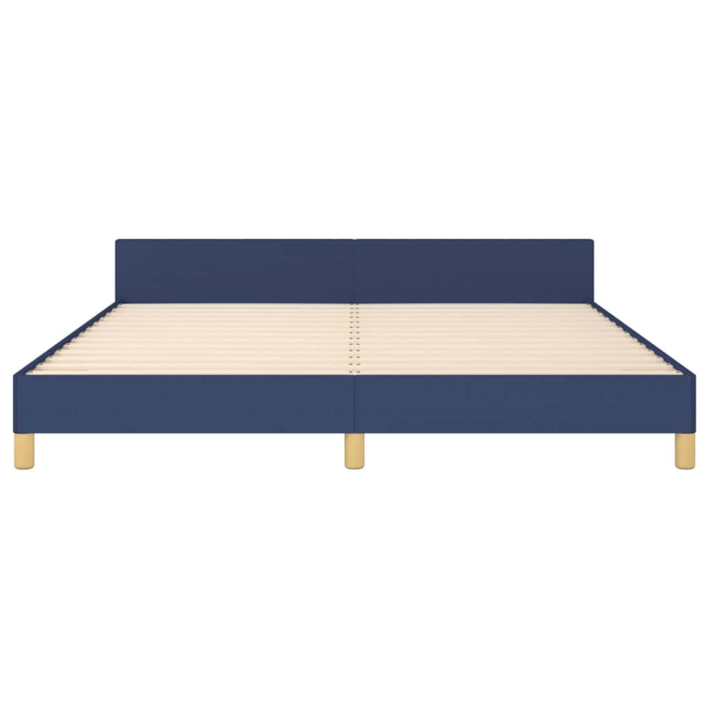 Bettgestell mit Kopfteil ohne Matratze Blau 160x200 cm Stoff