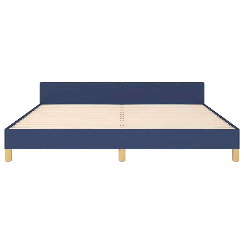 Bettgestell mit Kopfteil ohne Matratze Blau 180x200 cm Stoff