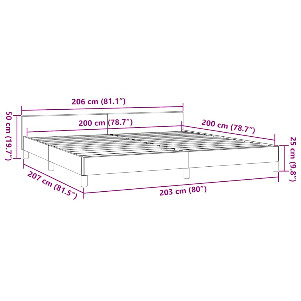 Bettgestell ohne Matratze Taupe 200x200 cm Stoff