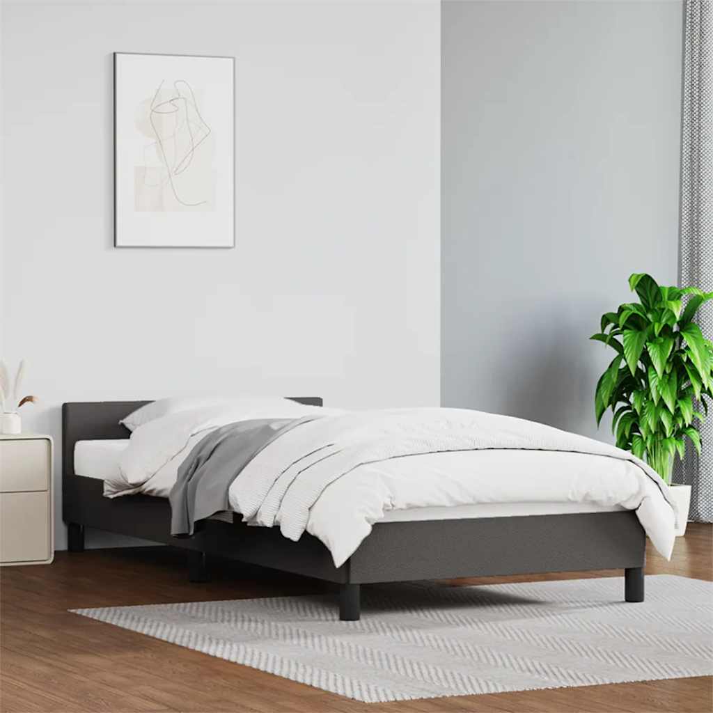 Bettgestell mit Kopfteil ohne Matratze Grau 80x200 cm
