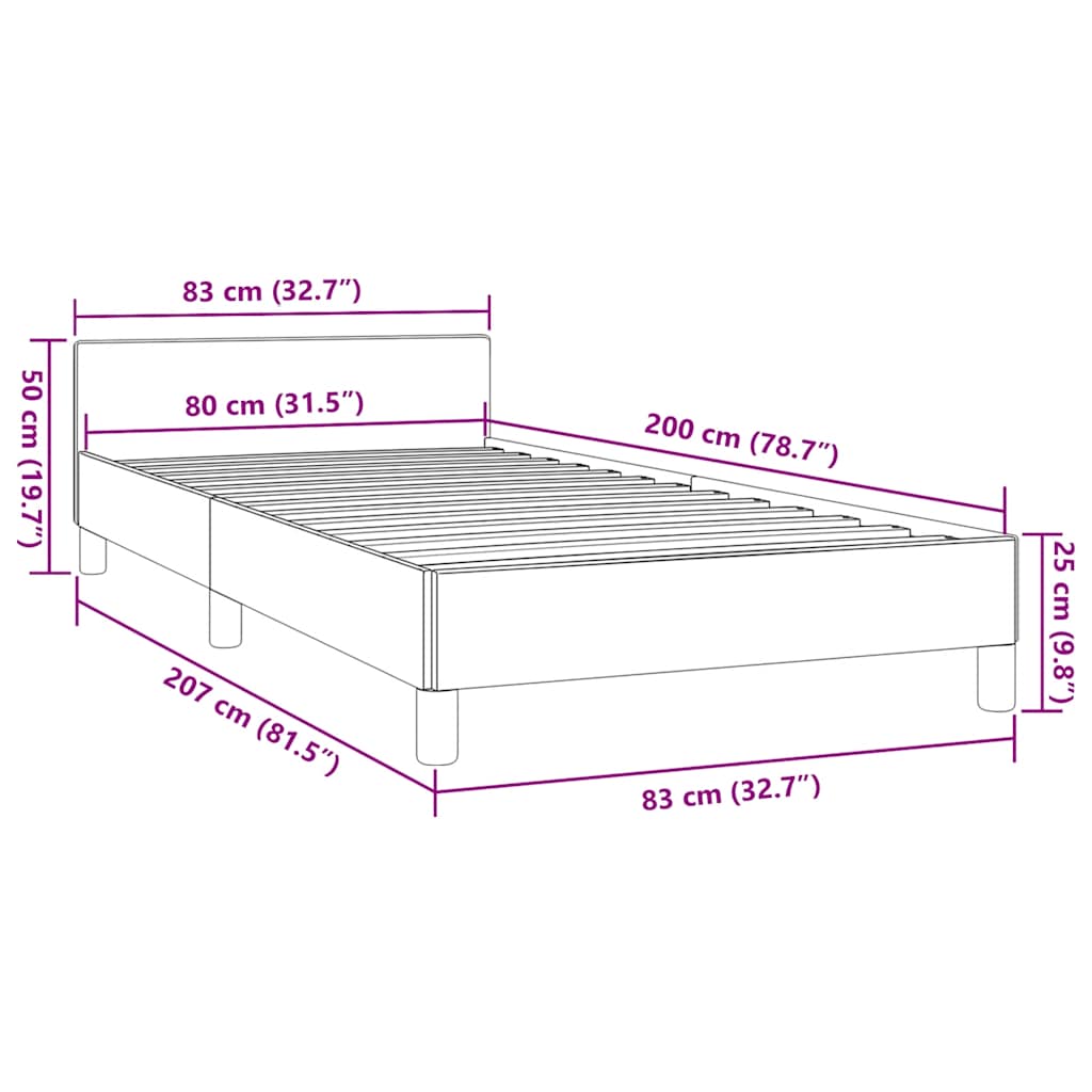 Bettgestell mit Kopfteil ohne Matratze Cappuccino 80x200 cm