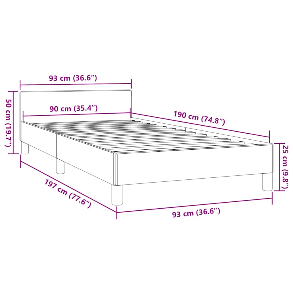 Bettgestell mit Kopfteil ohne Matratze Schwarz 90x190 cm