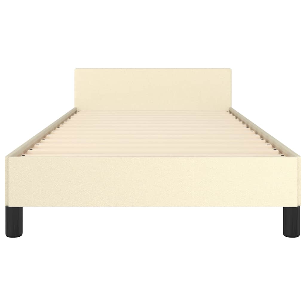 Bettgestell mit Kopfteil ohne Matratze Creme 90x190 cm