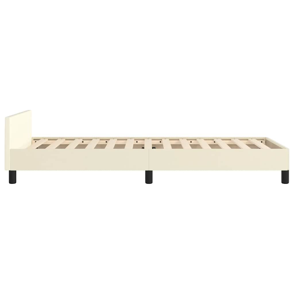 Bettgestell mit Kopfteil ohne Matratze Creme 90x200 cm
