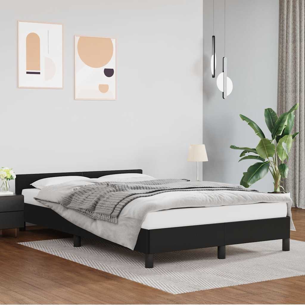 Bettgestell mit Kopfteil ohne Matratze Schwarz 120x200 cm