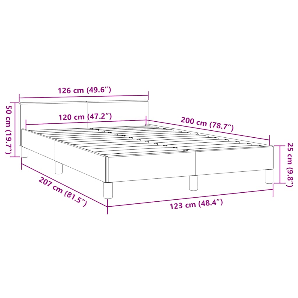 Bettgestell mit Kopfteil ohne Matratze Grau 120x200 cm