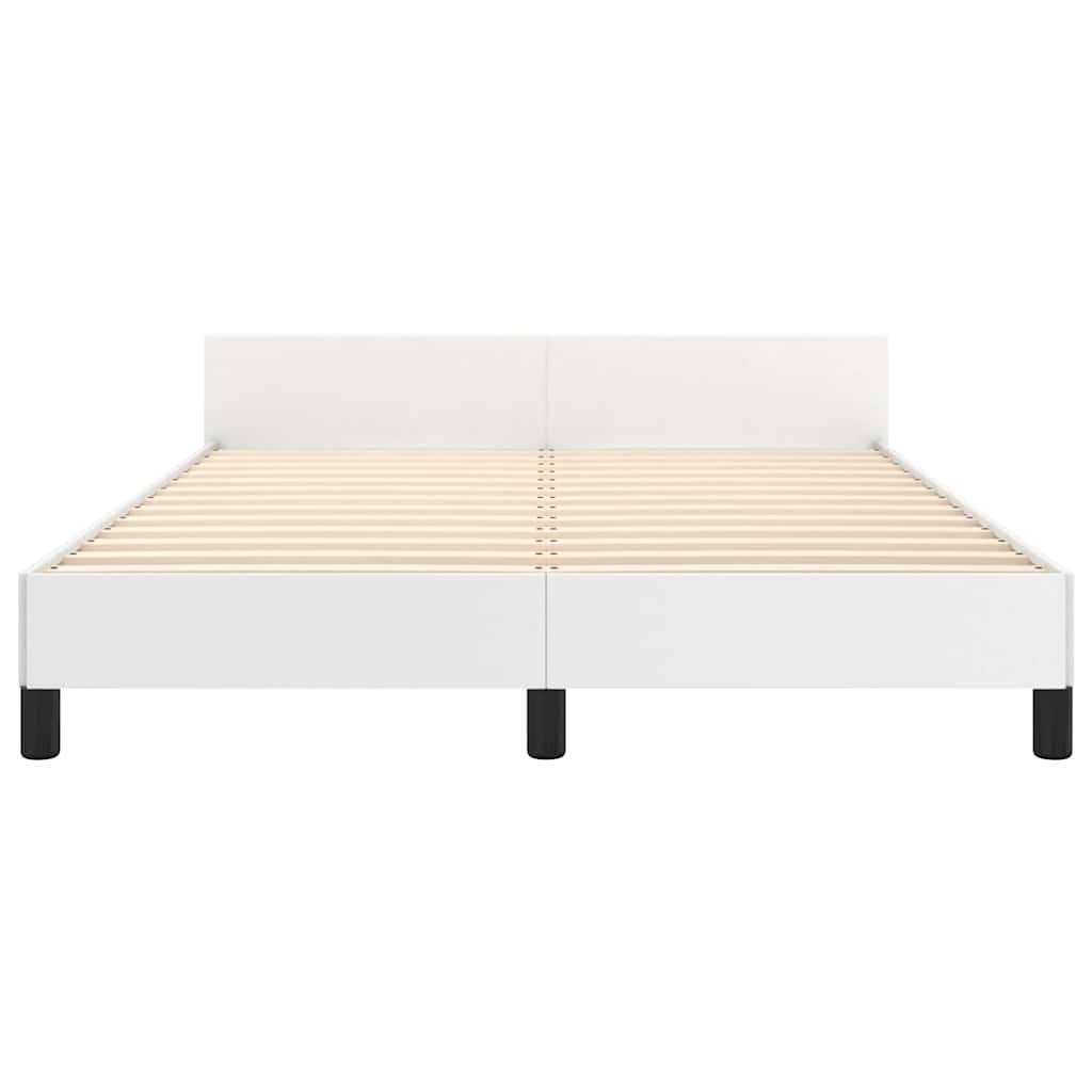 Bettgestell mit Kopfteil ohne Matratze Weiß 140x190 cm