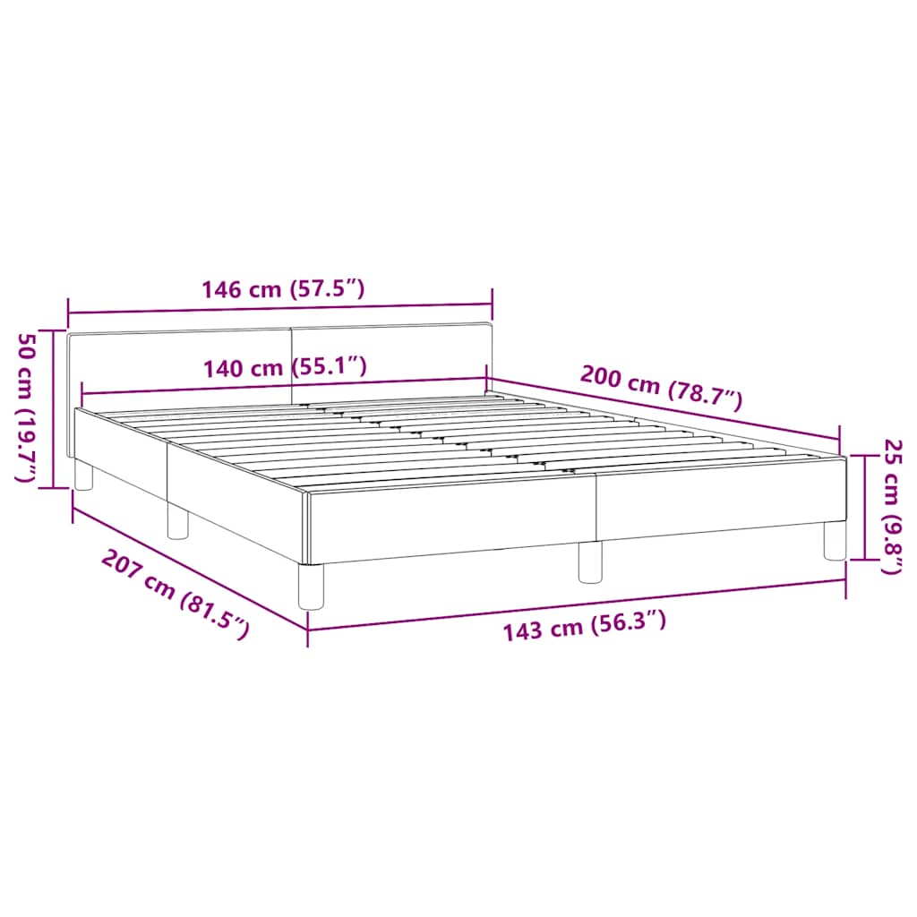 Bettgestell mit Kopfteil ohne Matratze Schwarz 140x200 cm