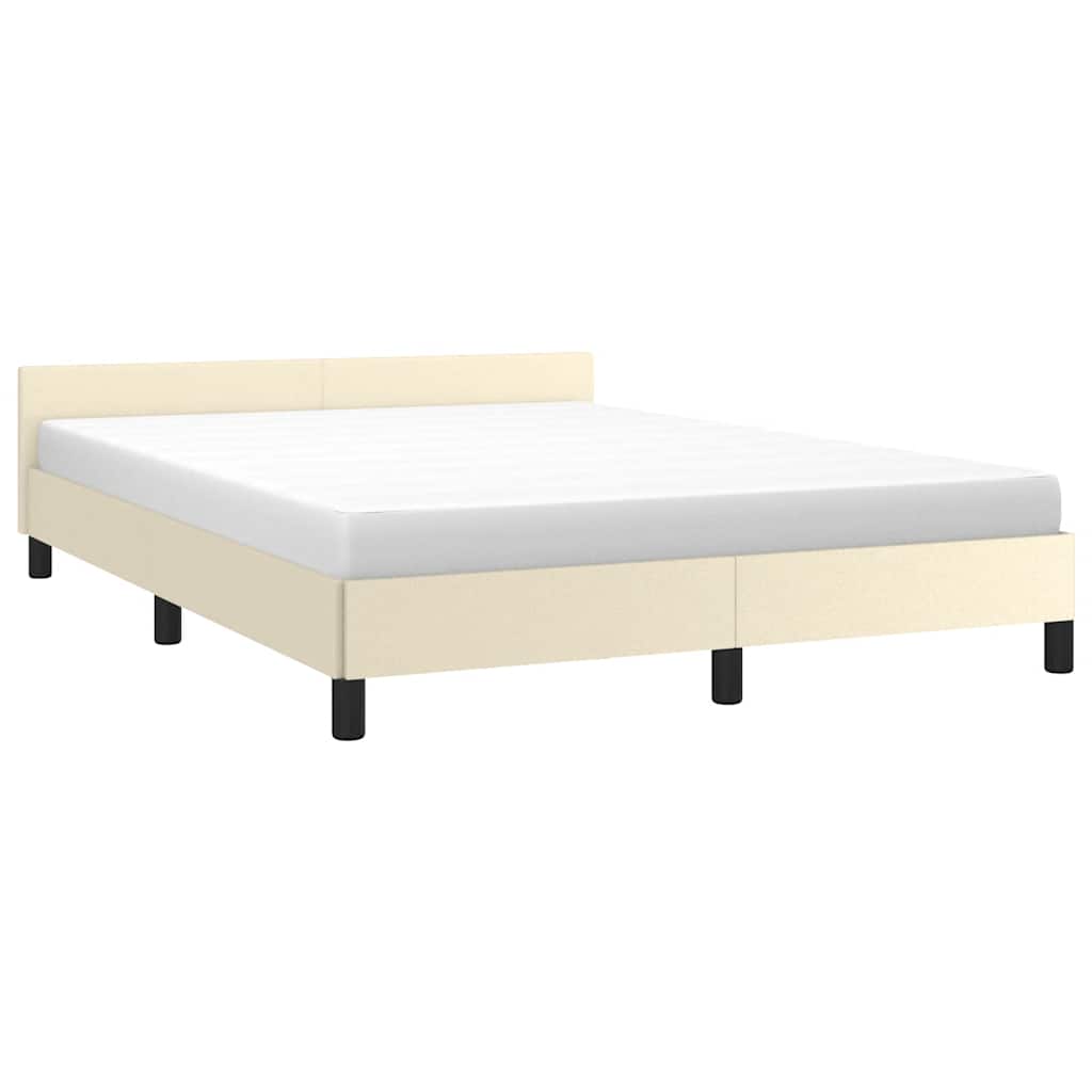 Bettgestell mit Kopfteil ohne Matratze Creme 140x200 cm