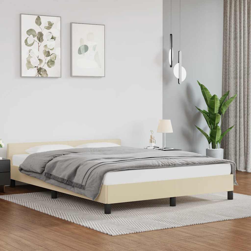 Bettgestell mit Kopfteil ohne Matratze Creme 140x200 cm