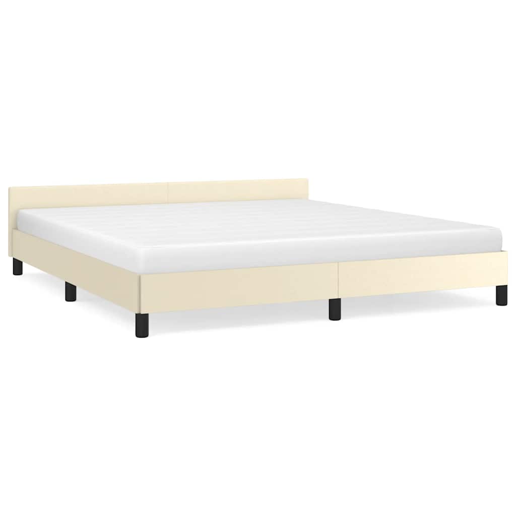 Bettgestell mit Kopfteil ohne Matratze Creme 160x200 cm