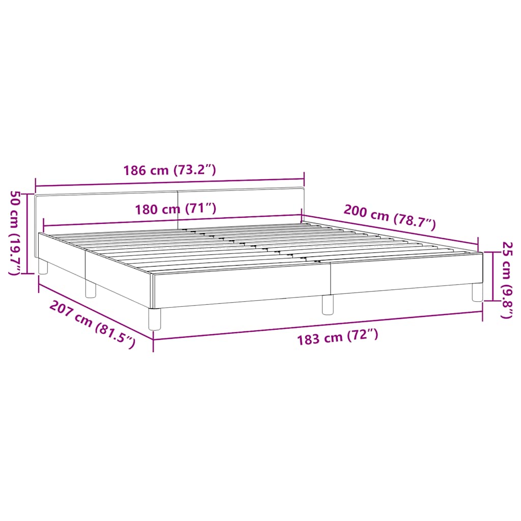 Bettgestell mit Kopfteil ohne Matratze Schwarz 180x200 cm