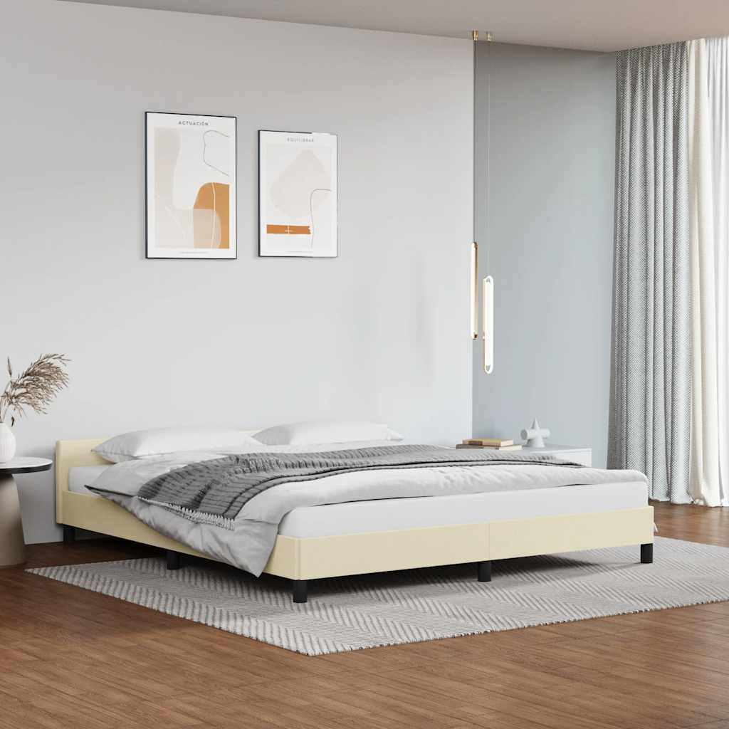 Bettgestell mit Kopfteil ohne Matratze Creme 180x200 cm