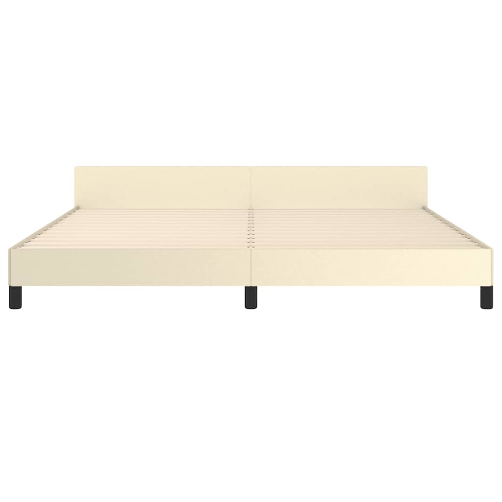 Bettgestell mit Kopfteil ohne Matratze Creme 200x200 cm
