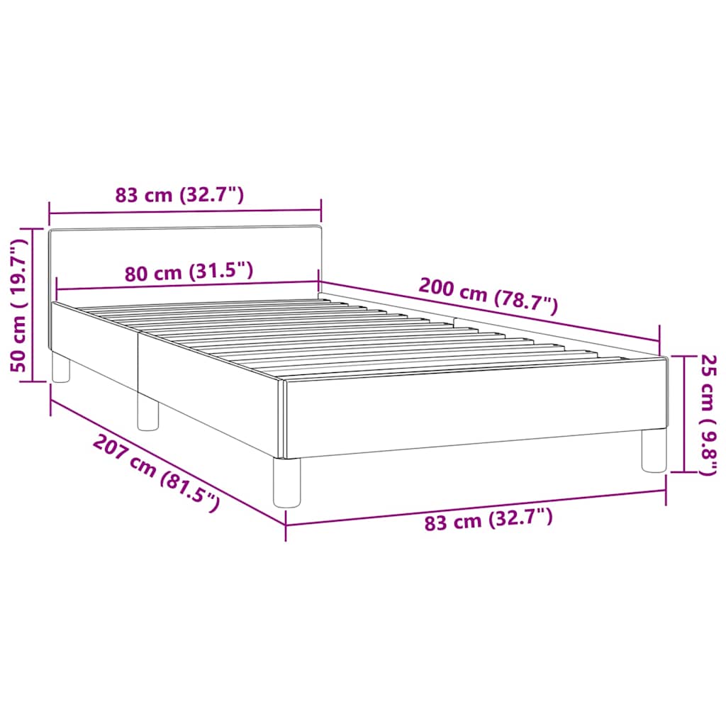 Bettgestell ohne Matratze Hellgrau 80x200 cm Samt
