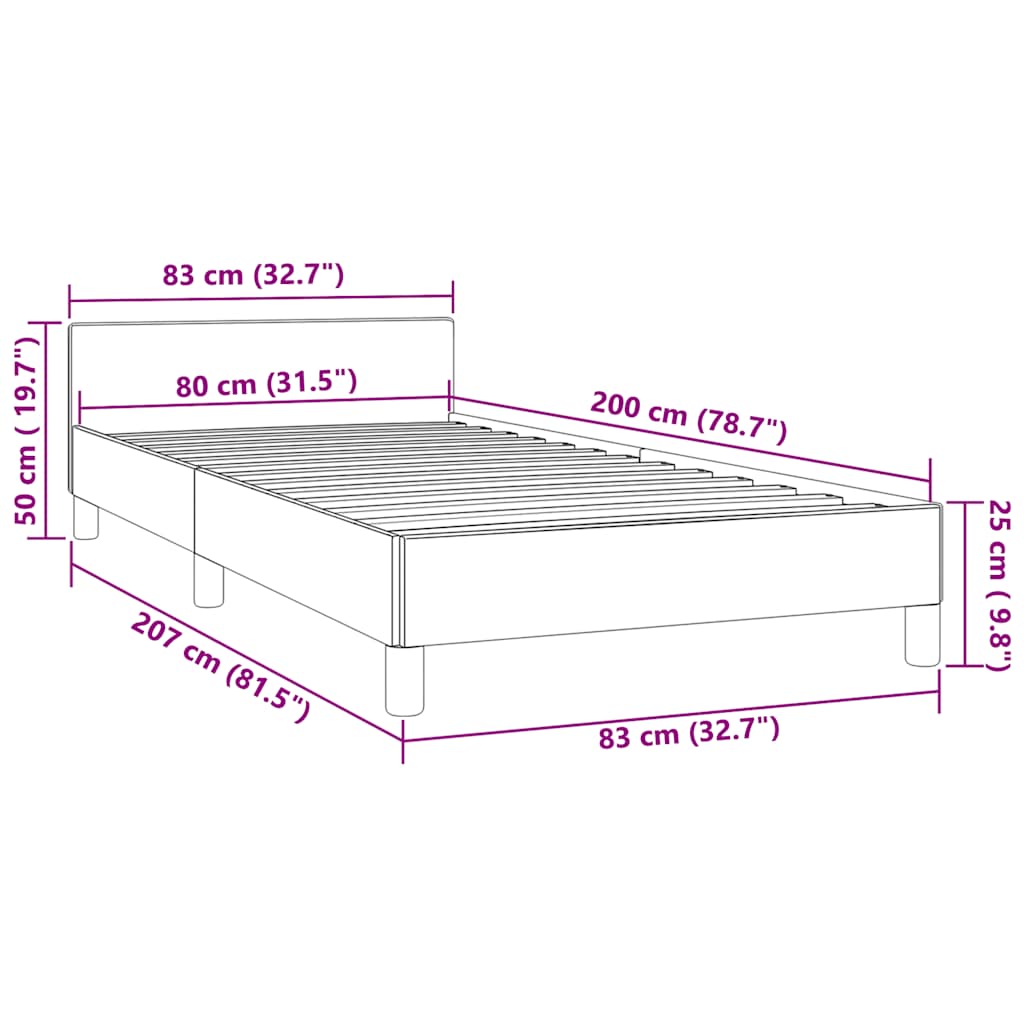Bettgestell ohne Matratze Dunkelgrau 80x200 cm Samt