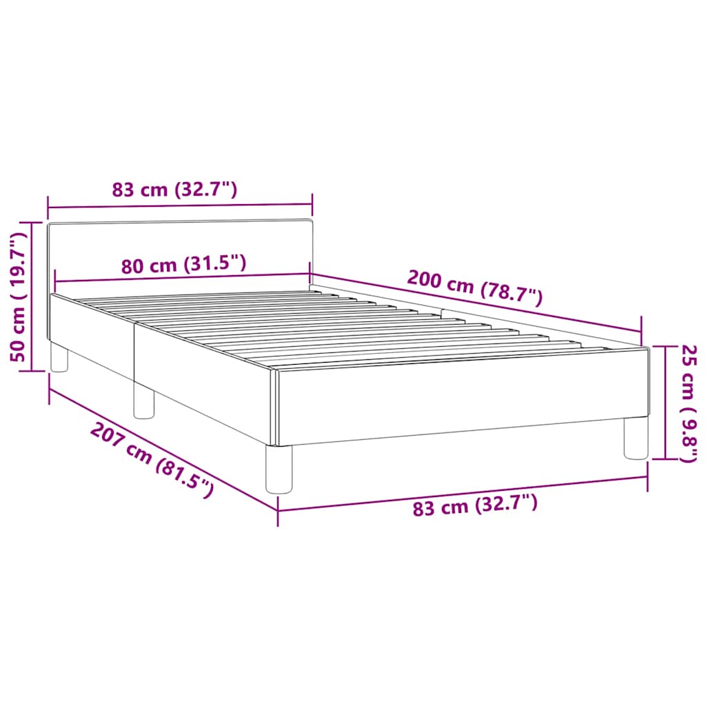 Bettgestell ohne Matratze Dunkelgrün 80x200 cm Samt