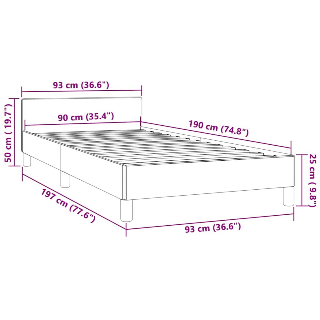 Bettgestell ohne Matratze Hellgrau 90x190 cm Samt