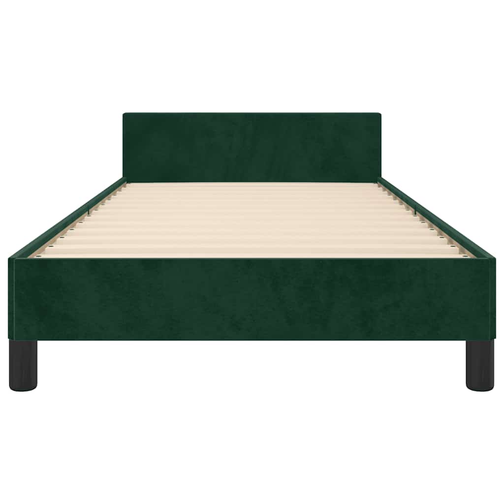 Bettgestell ohne Matratze Dunkelgrün 90x190 cm Samt