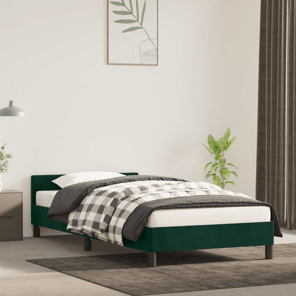 Bettgestell ohne Matratze Dunkelgrün 90x190 cm Samt