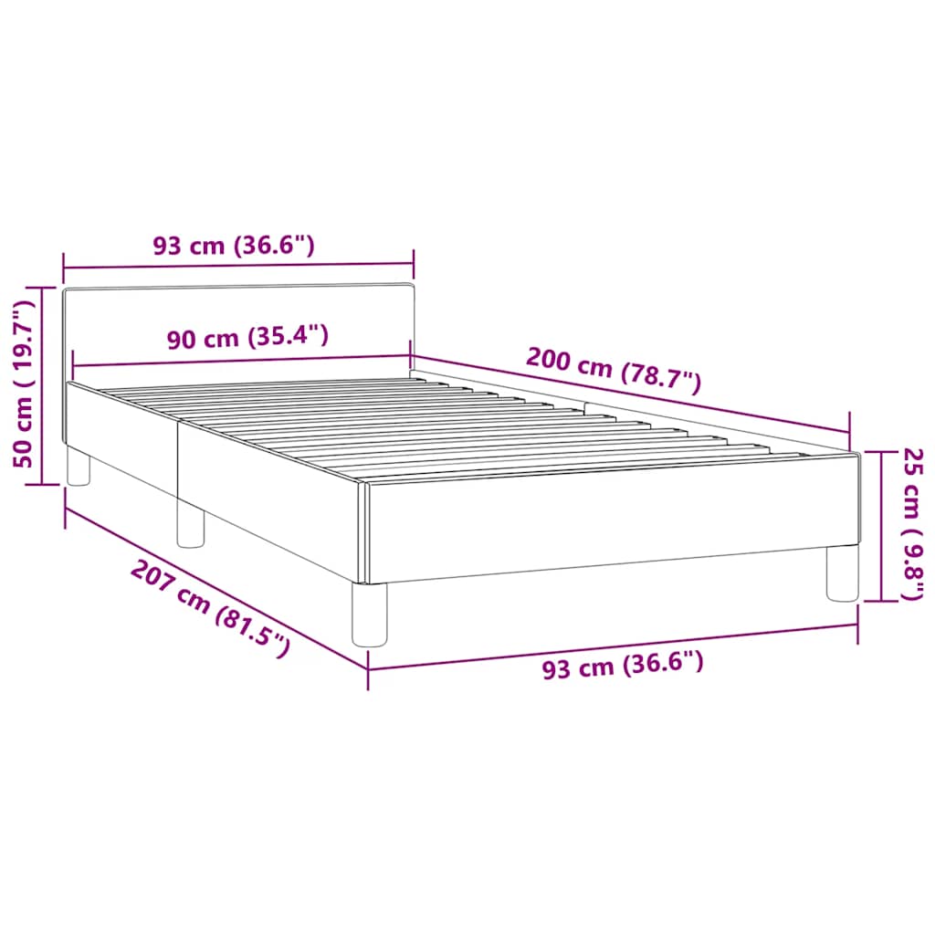 Bettgestell mit Kopfteil ohne Matratze Schwarz 90x200 cm Samt