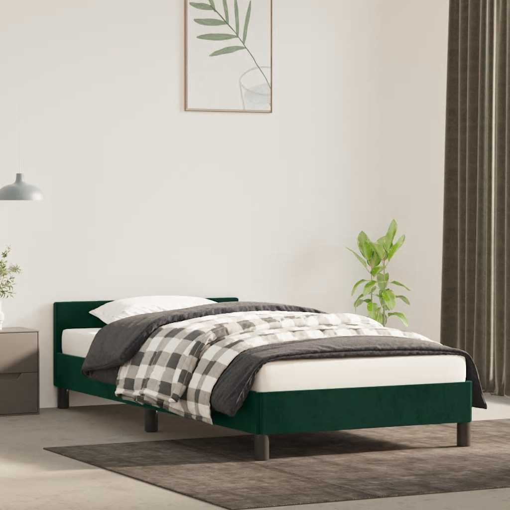Bettgestell ohne Matratze Dunkelgrün 90x200 cm Samt