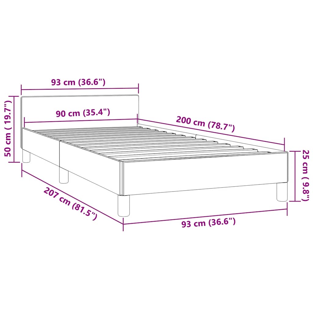 Bettgestell mit Kopfteil ohne Matratze Rosa 90x200 cm Samt