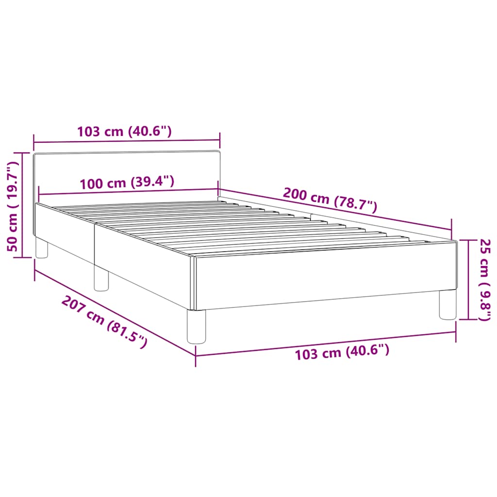 Bettgestell ohne Matratze Dunkelgrau 100x200 cm Samt