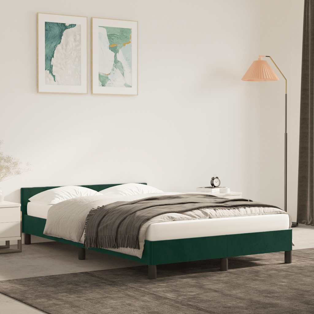 Bettgestell ohne Matratze Dunkelgrün 120x200 cm Samt