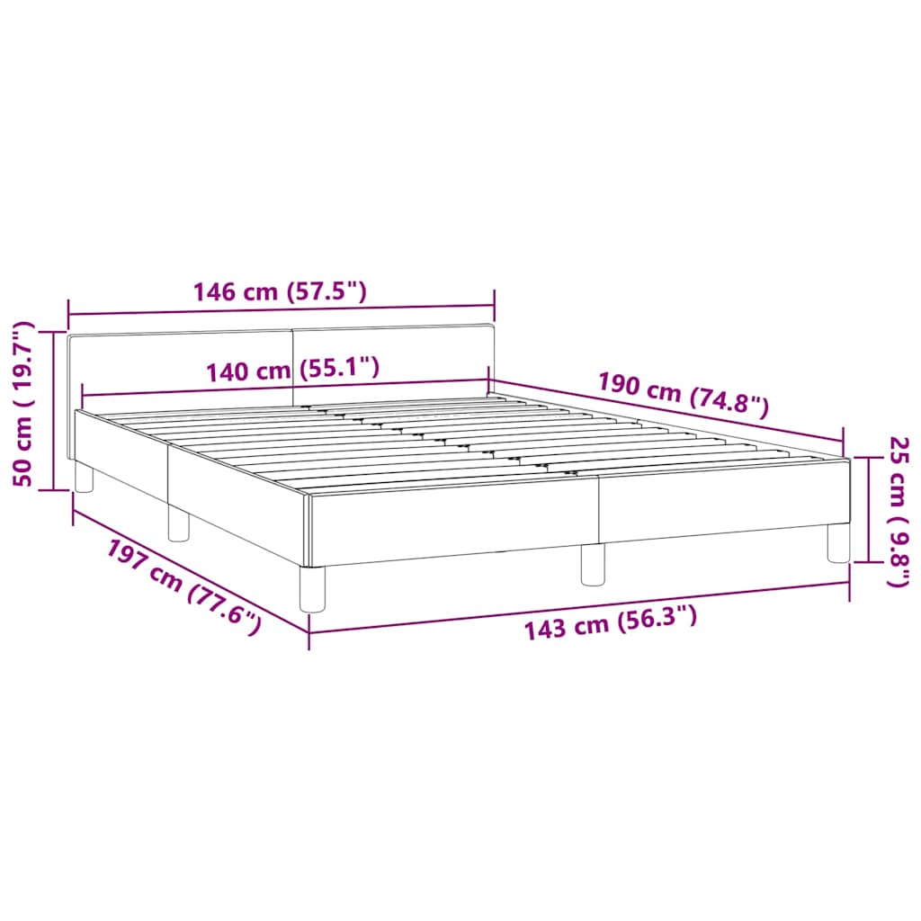 Bettgestell ohne Matratze Schwarz 140x190 cm Samt