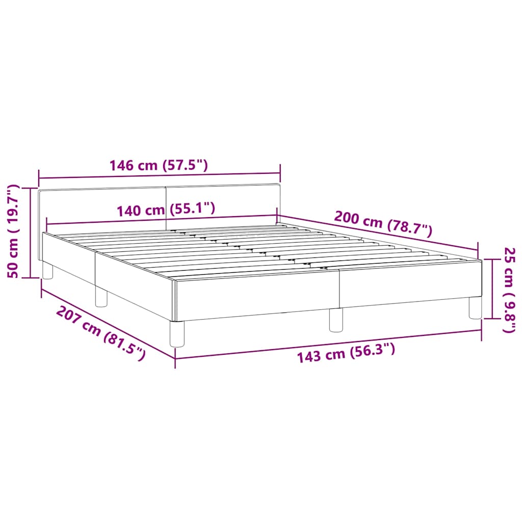 Bettgestell ohne Matratze Hellgrau 140x200 cm Samt