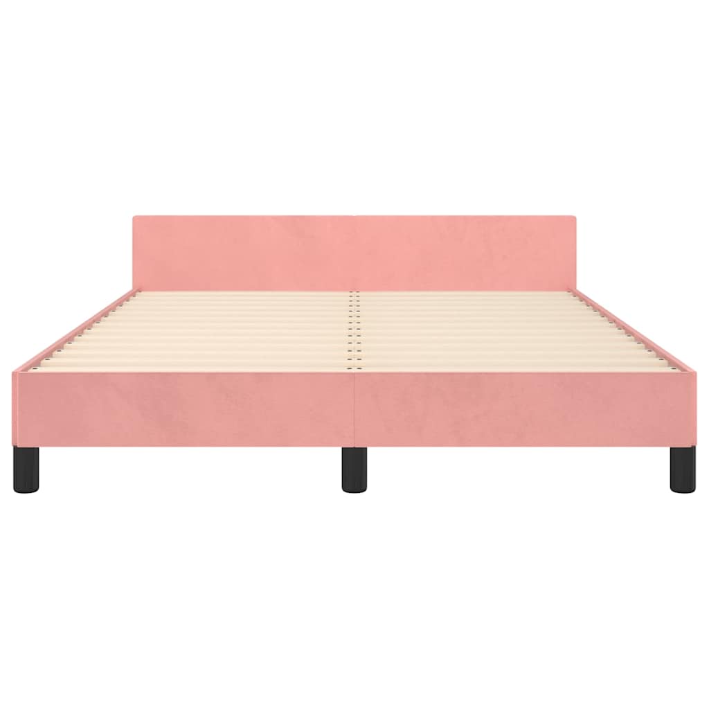 Bettgestell mit Kopfteil ohne Matratze Rosa 140x200 cm Samt
