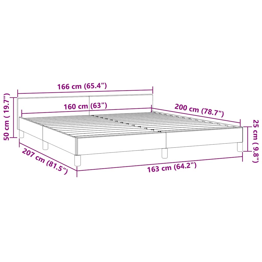 Bettgestell ohne Matratze Dunkelgrau 160x200 cm Samt