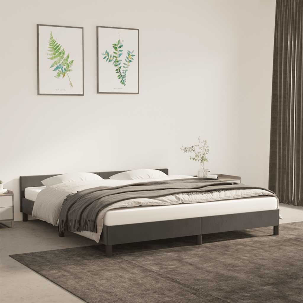 Bettgestell ohne Matratze Dunkelgrau 160x200 cm Samt