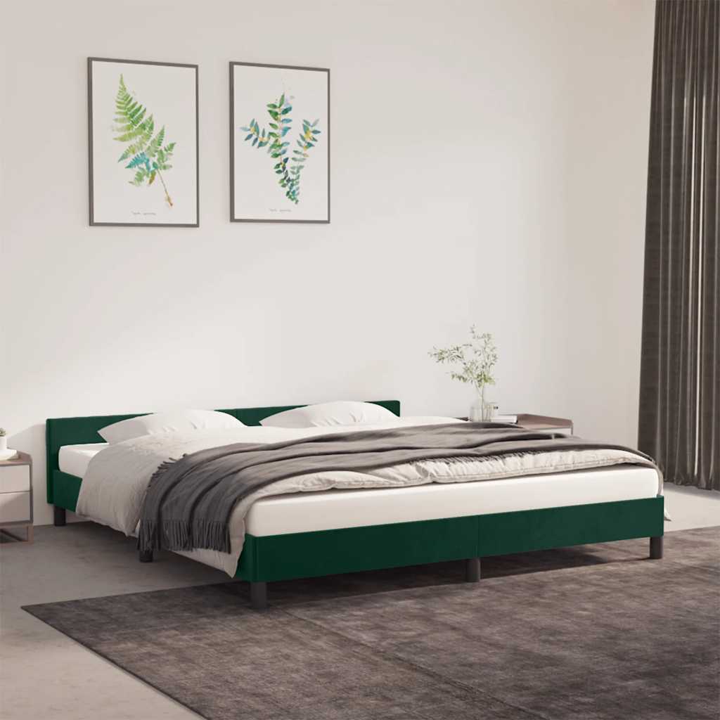 Bettgestell ohne Matratze Dunkelgrün 160x200 cm Samt
