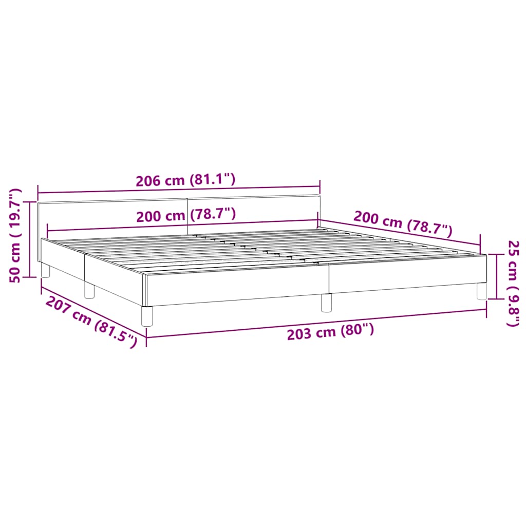 Bettgestell ohne Matratze Dunkelgrau 200x200 cm Samt