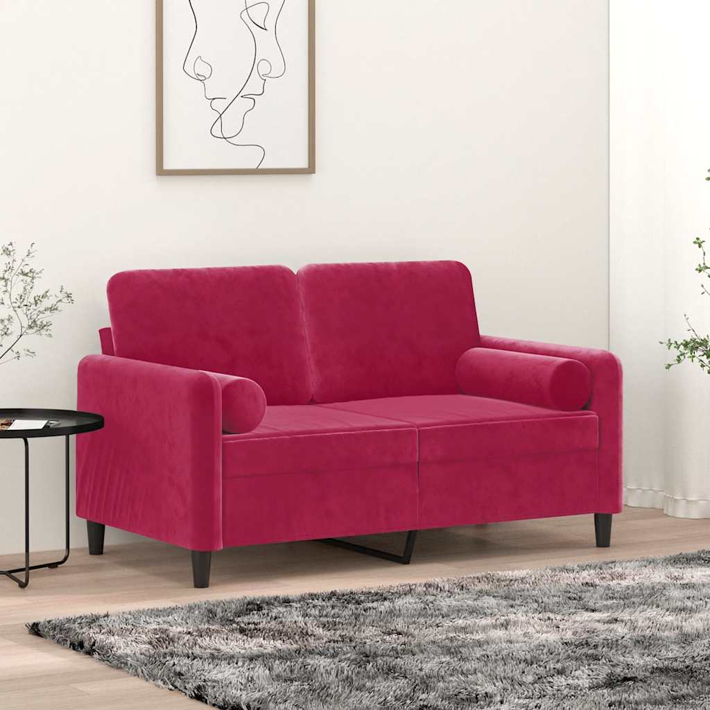 Zierkissen 2 Stk. Weinrot Ø15x50 cm Samt