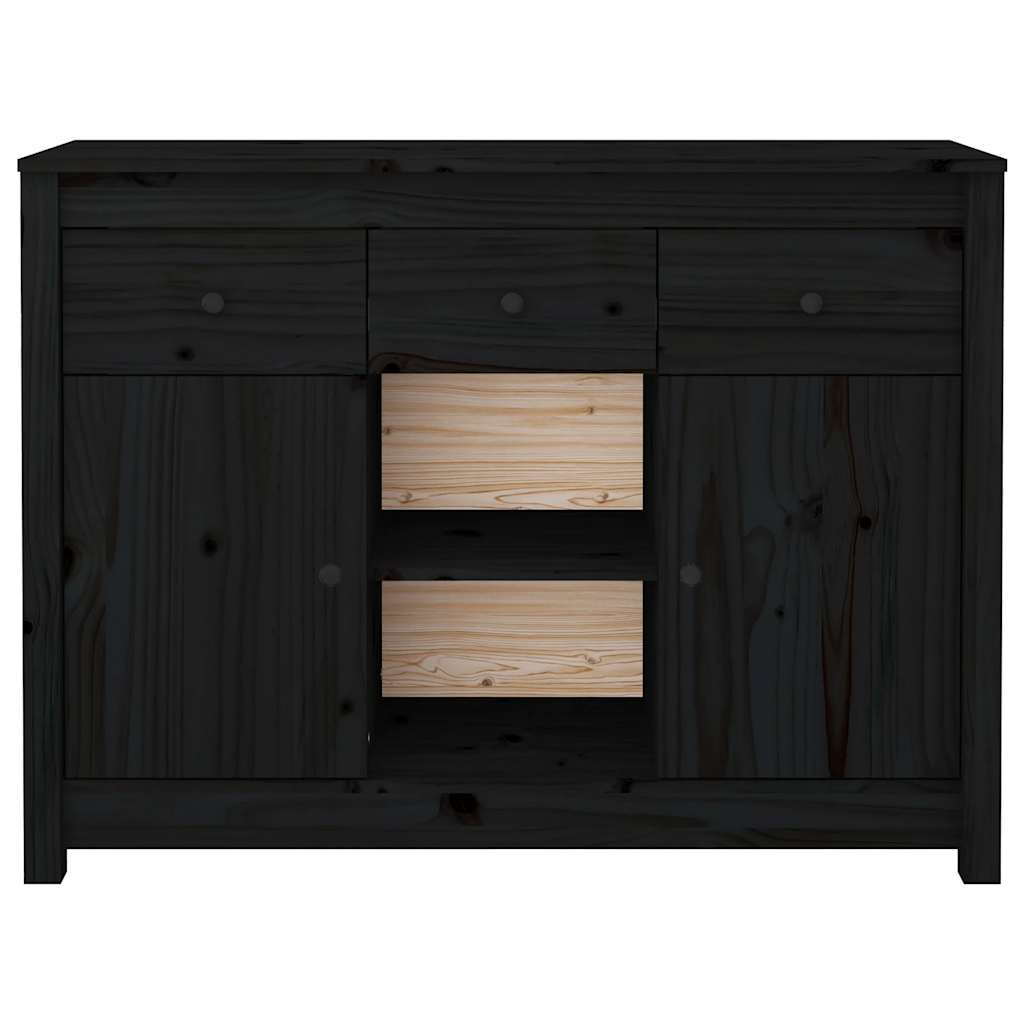 Sideboard Schwarz 100x35x74,5 cm Massivholz Kiefer
